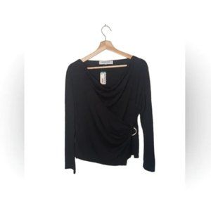 Black Long Sleeve Wrap Top